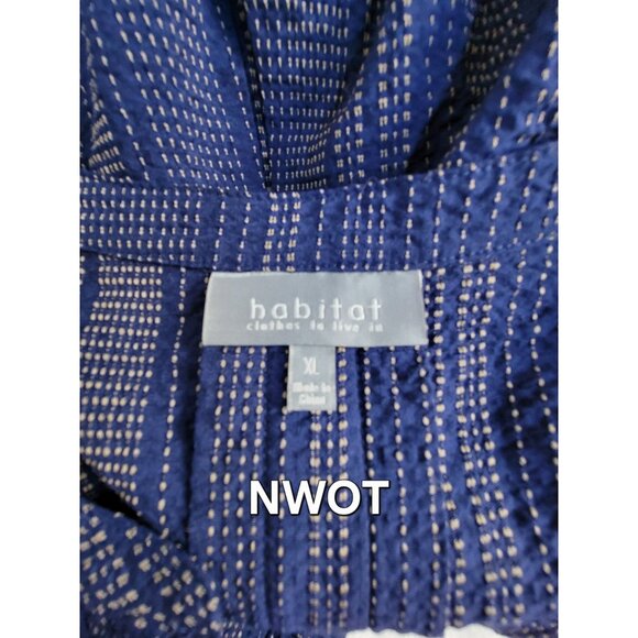 Habitat Womens XL Blue Lace-Up Sleeve Blouse Top Oversized Pocket Lagenlook NWOT - Picture 3 of 10